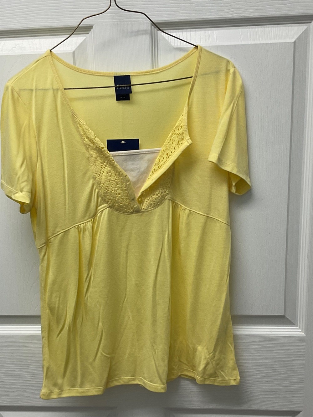 Basic Editions Yellow Lace-Trim top
